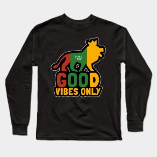 Good Vibes Only, Reggae Conquering Lion With Crown Long Sleeve T-Shirt